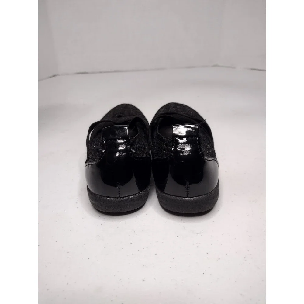 SO by SO CUTE Girls Black Glitter‎ Ballet Flats Cross Strap Shoes Size 13
